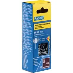 Rivets Hautes Performances Diam3.2 X 8mm ALU - Blister De 50 + Foret RAPID