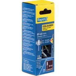 RAPID Rivets Automobile 4 Couleurs Diam4 X 16mm ALU - Blister De 32 + Foret Blister RA