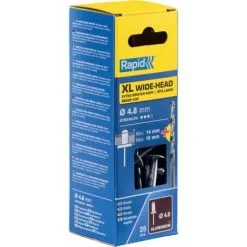 Rivets XL Diam 4.8 X 20mm ALU - Blister De 25 + Foret Blister RAPID