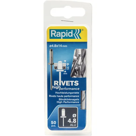 Rapid Lot De 50 Rivets Aluminium Diam.4.8 X H.14 Mm RAPID – Image 2