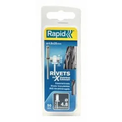Rapid Lot De 50 Rivets Acier Inoxydable Diam.4.8 X H.25 Mm Avec Forêt