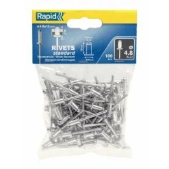 Rapid Lot De 100 Rivets Aluminium Diam.4.8 X H.10 Mm RAPID